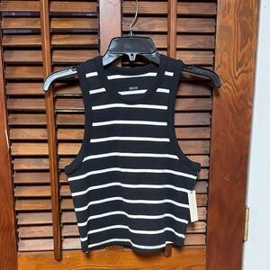 Maeve Black and White Striped Tank Top